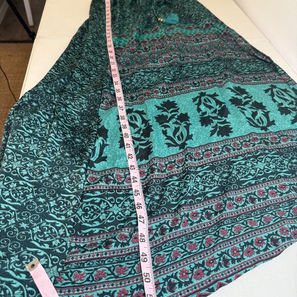 Earthbound Trading Women's Med Halter Maxi Green Paisley Dress Boho Flowy Slit - Picture 11 of 13